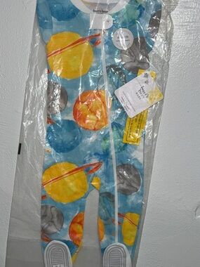 Burt's Bees Blue Planet Print Footed Sleeper